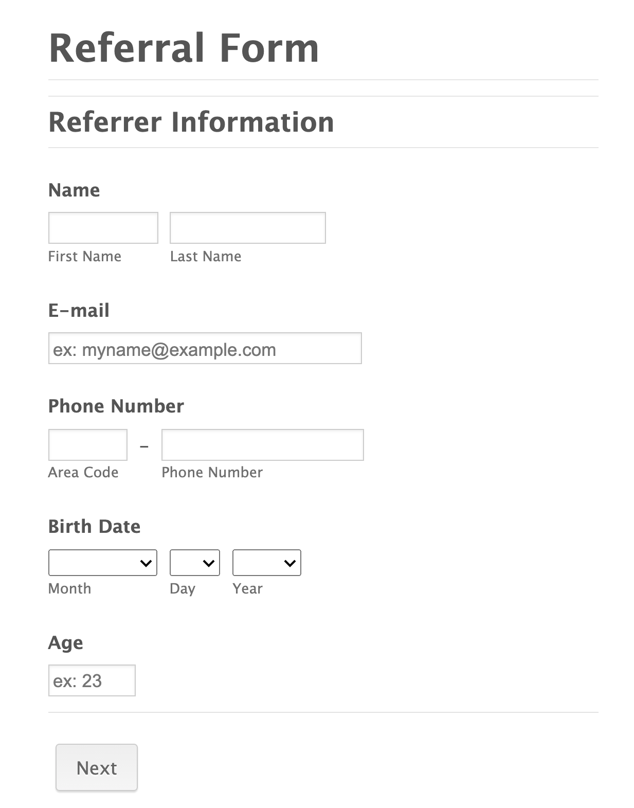 Referral Form Template