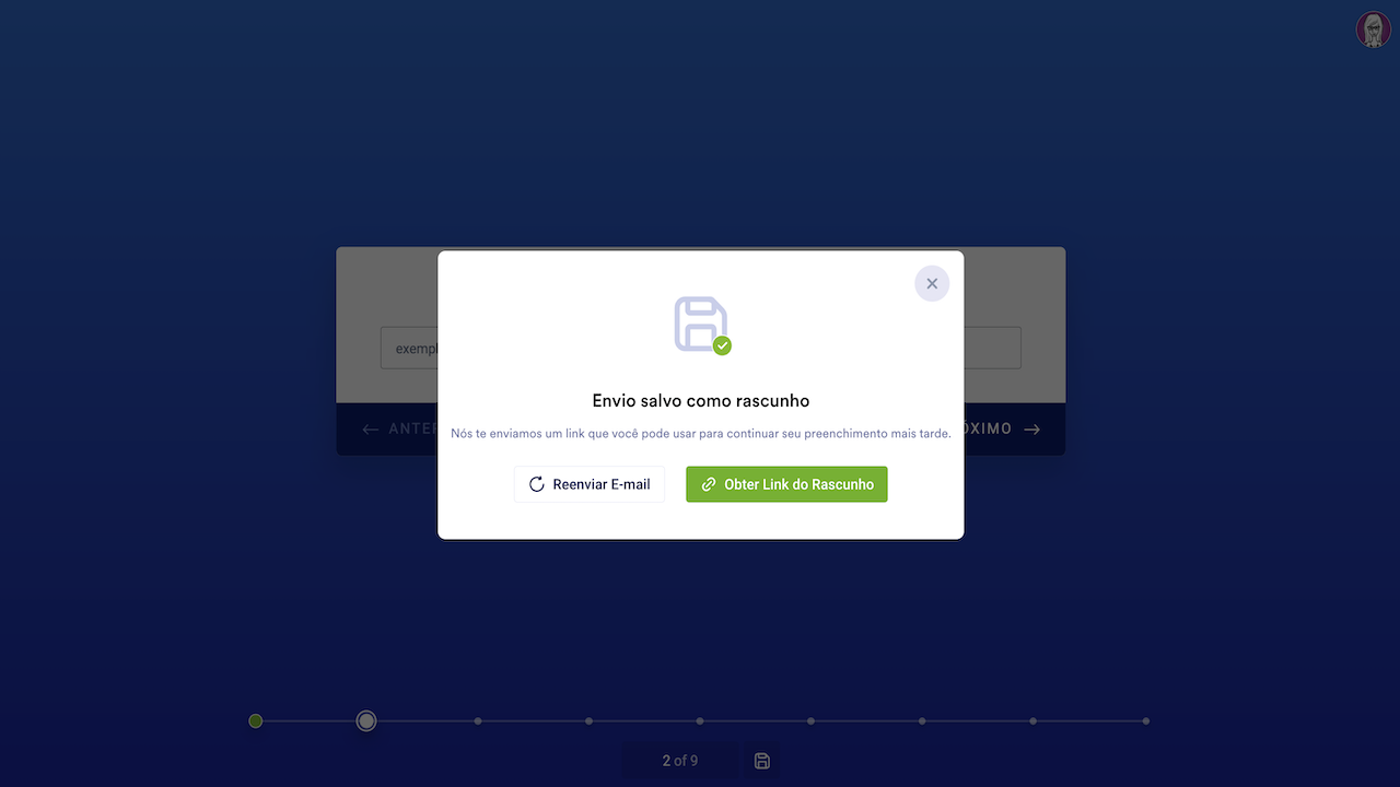 Salvar ou Continuar mais Tarde - Salvando Envio