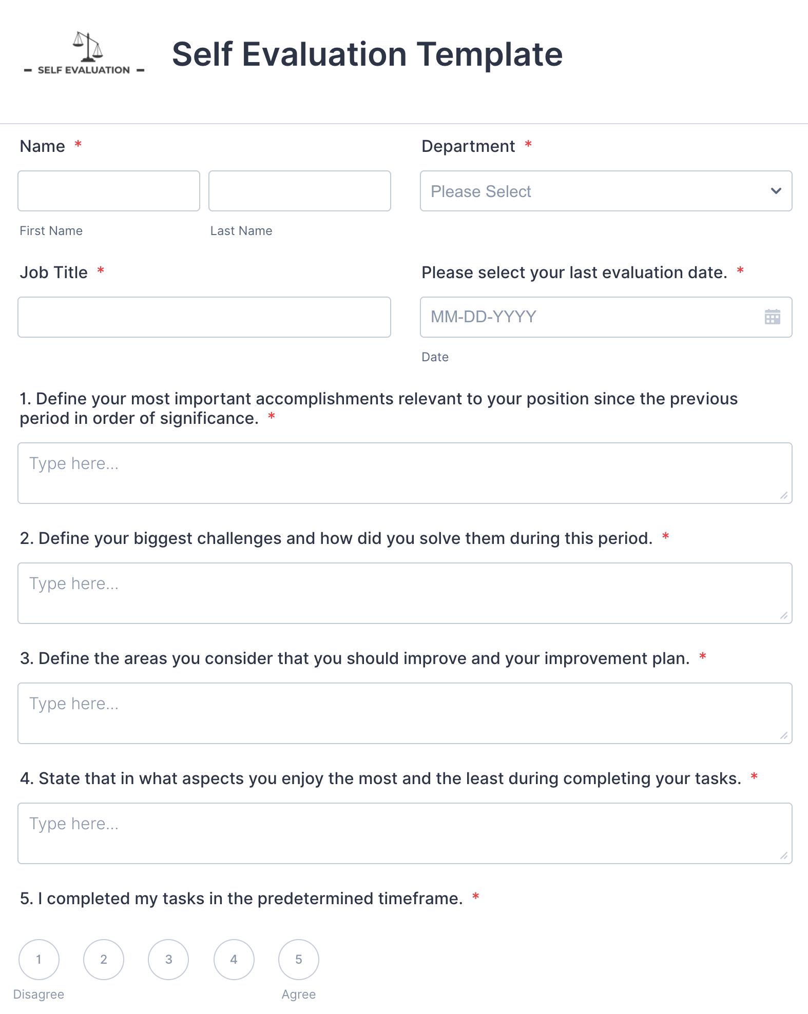 Self Evaluation Template
