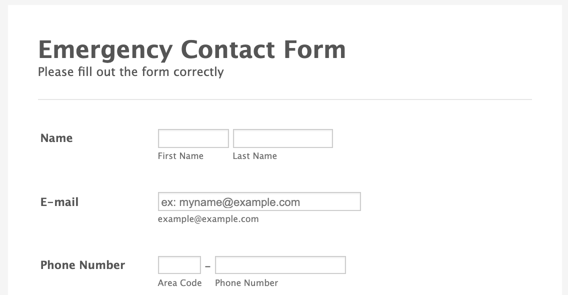 Emergency Contact Form