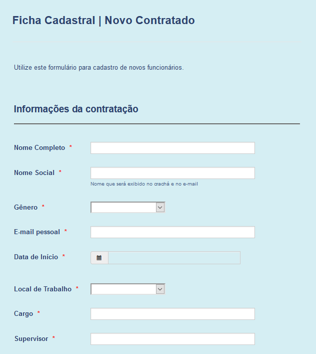 Lista de verificação para novo funcionário