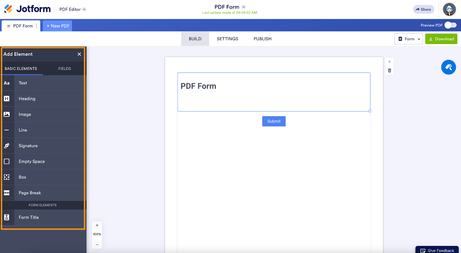 Highlighting the Basic Elements on Jotform PDF Editor