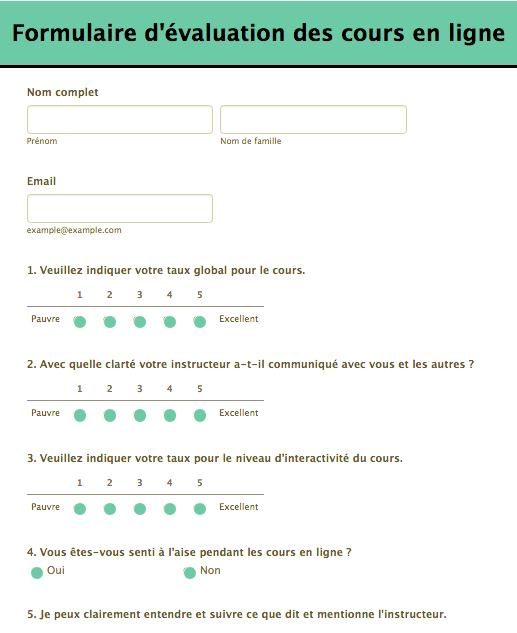 Evaluation de cours en ligne
