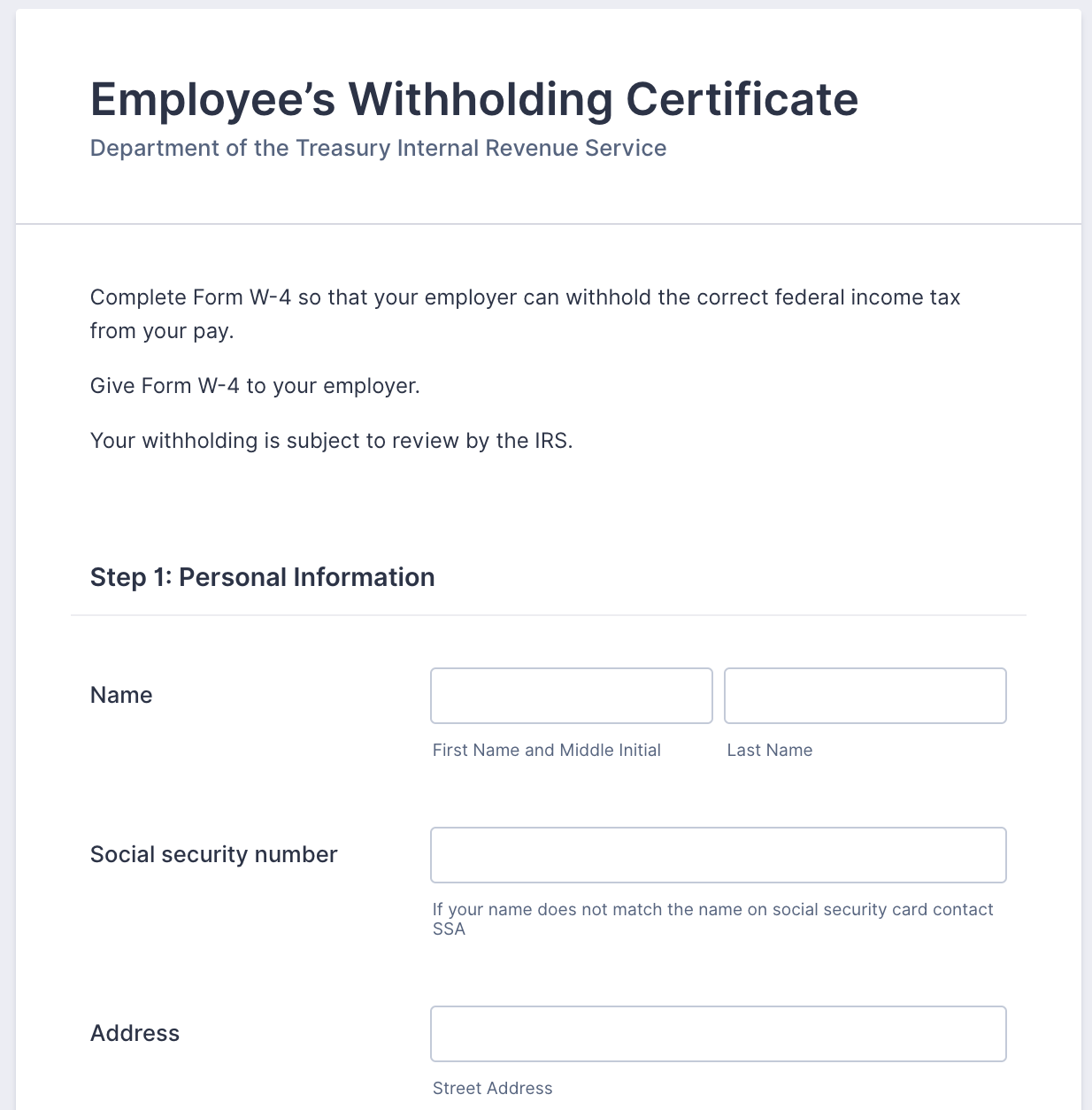W-4 form online