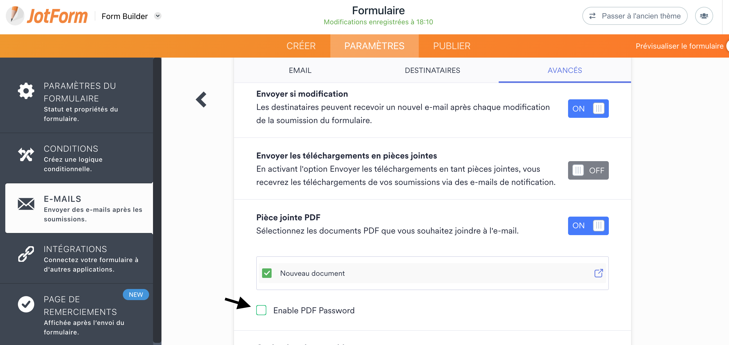 Nouvelle fonctionnalité : creez des PDFs protégés par mot de passe pour les soumissions par email Image-5