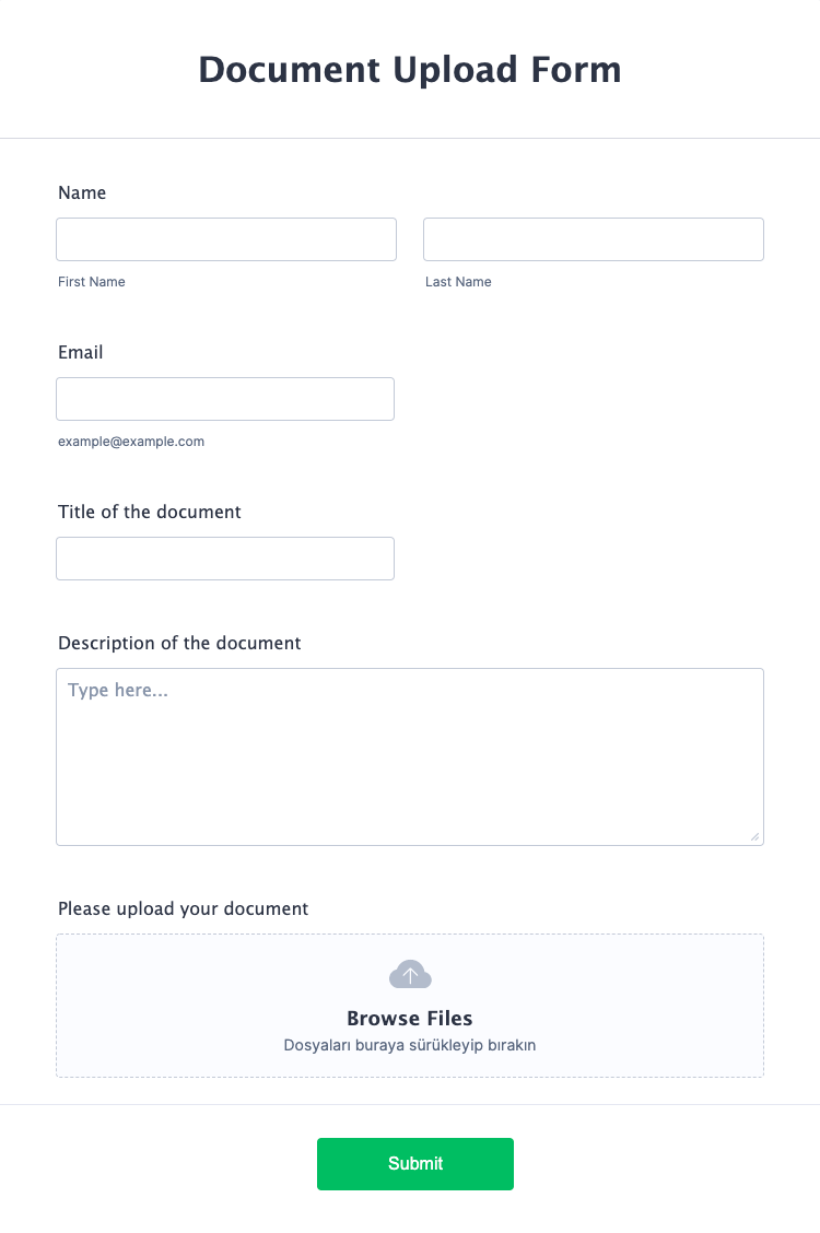 Document Upload Form Template