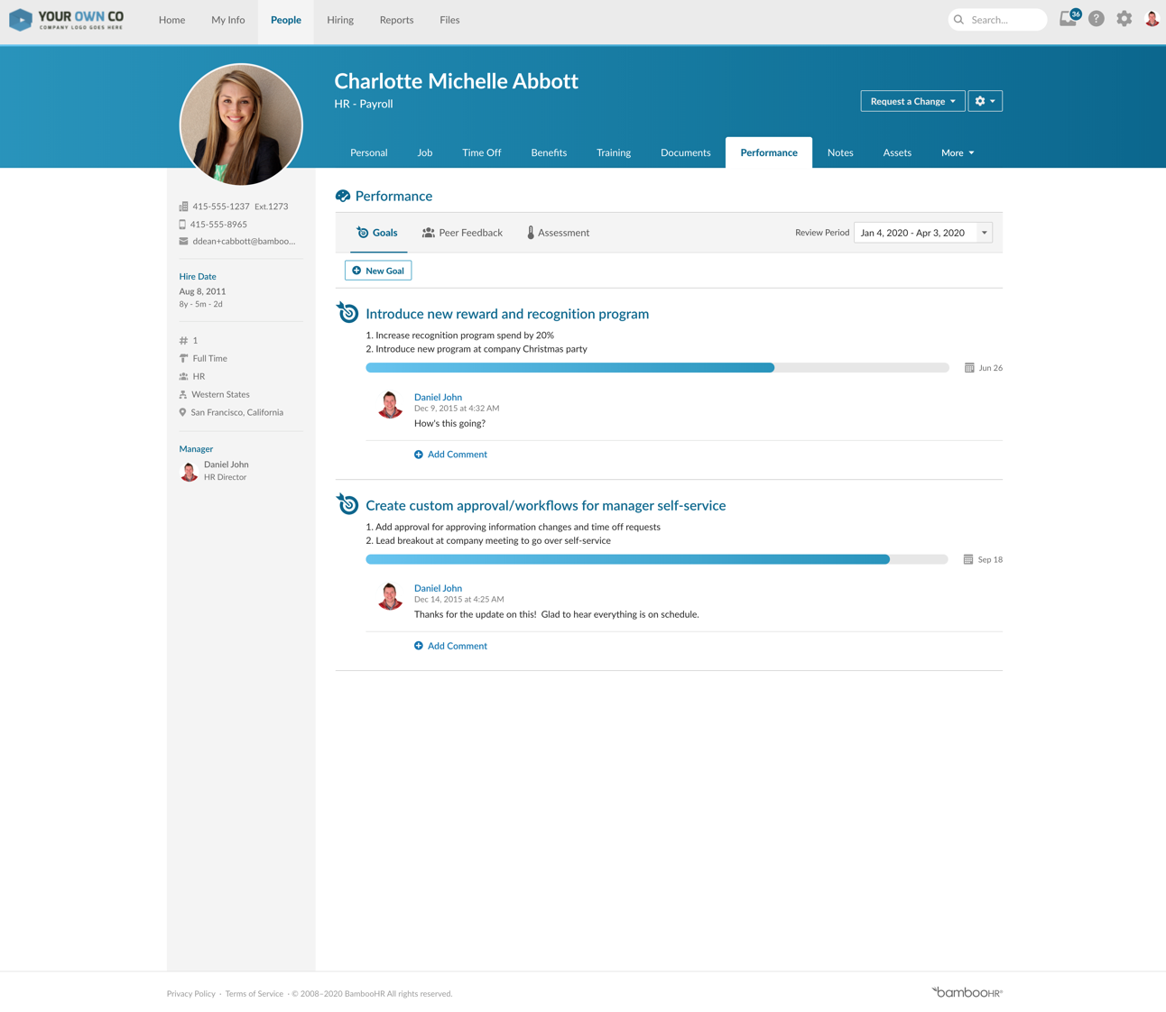 HR Payroll page of BambooHR