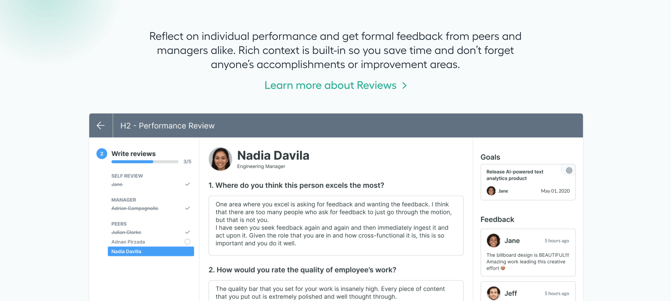 Performance review page of Lattice