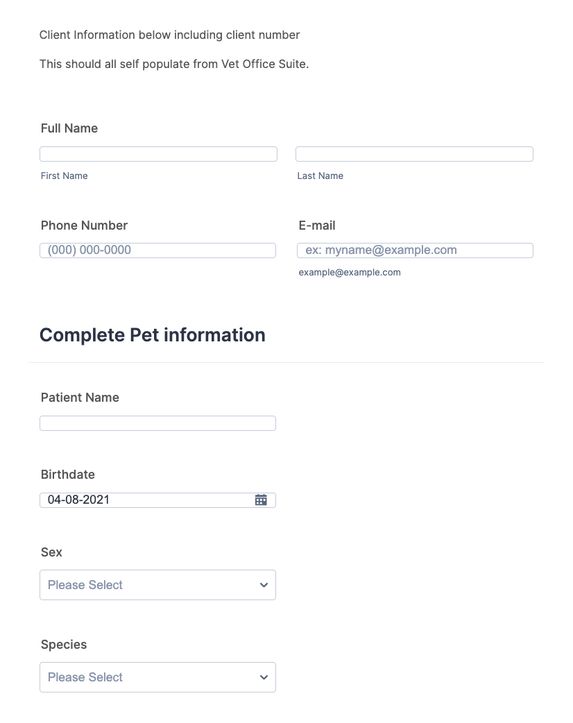 Veterinary EMR Template