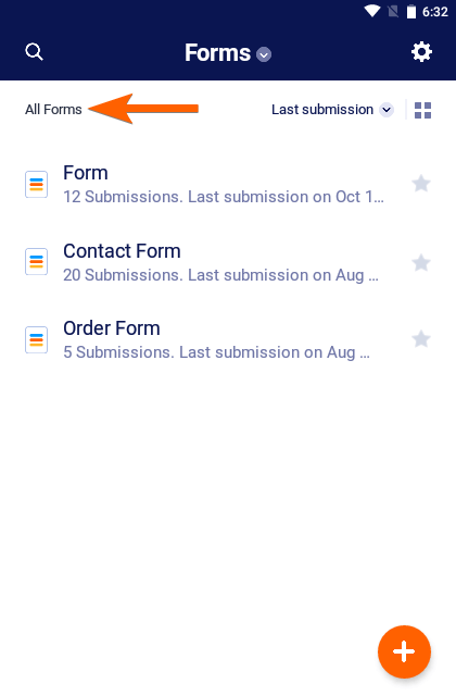 The All forms link in Jotform Mobile Forms