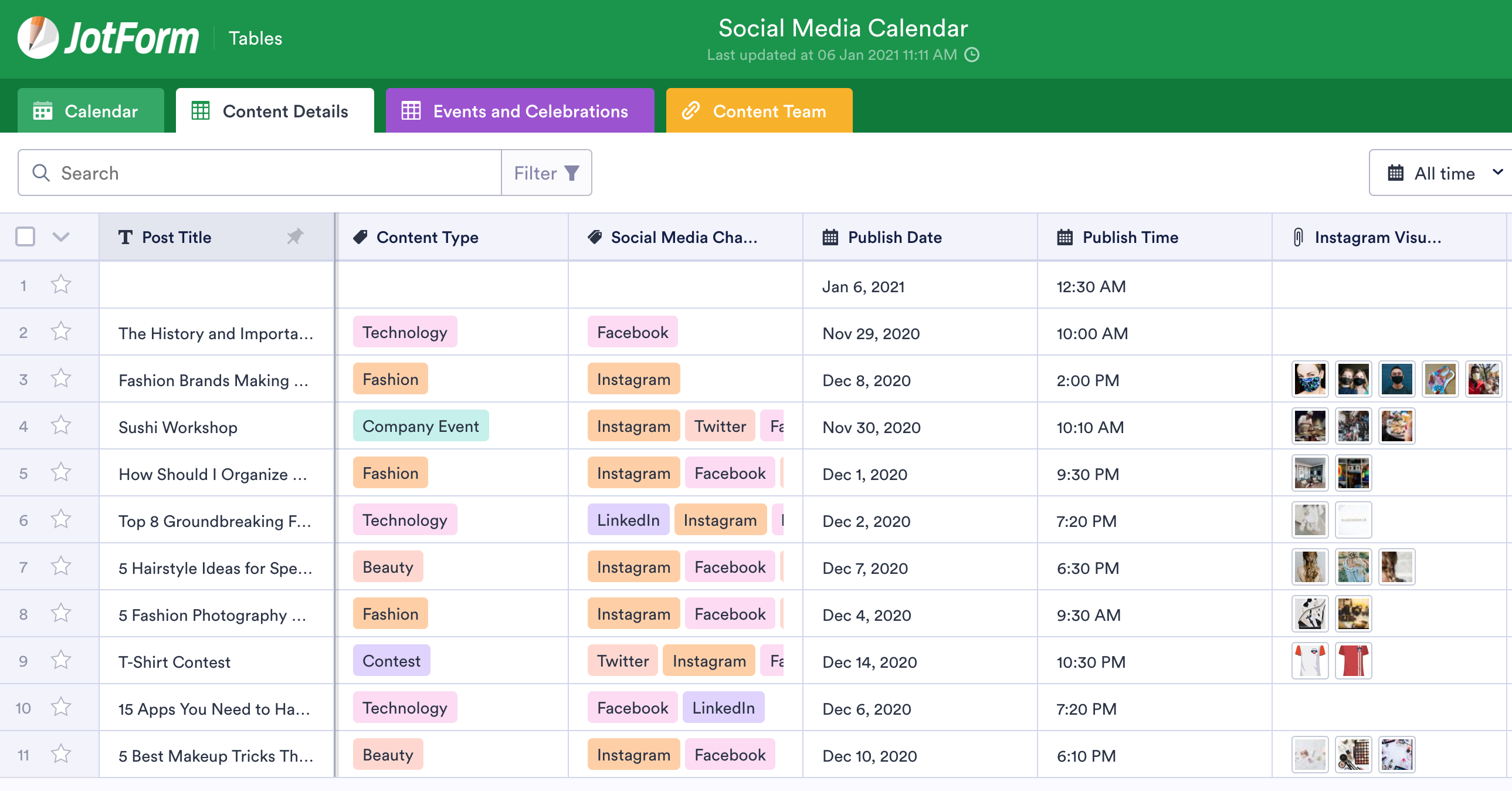 Social Media Calendar Template