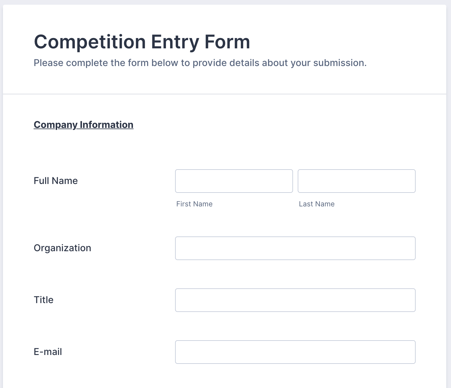 Competition Entry Form Template 