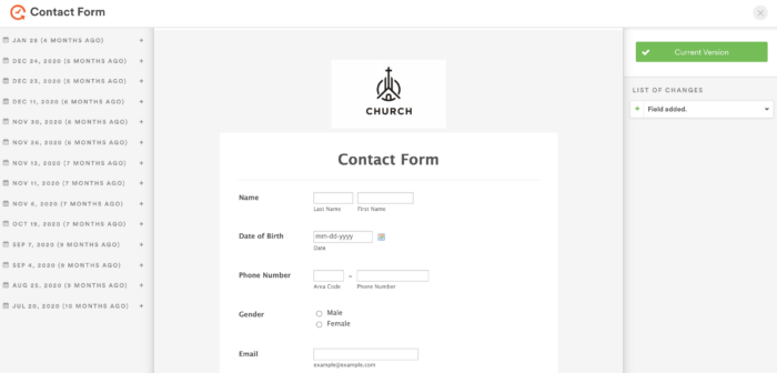 jotform form revision history