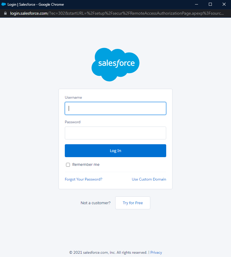 Salesforce Oturum Açma Sayfası