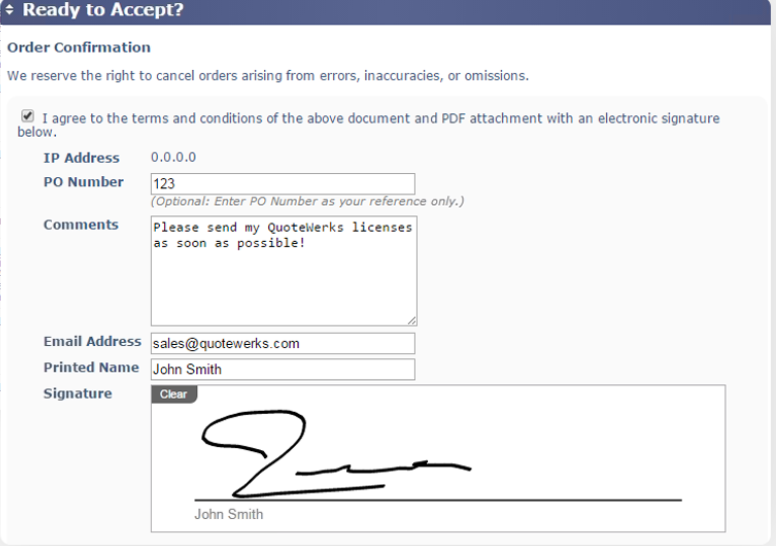 User Interface of QuoteWerks