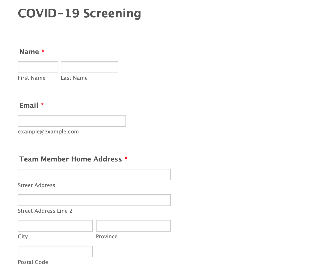 Covid-19 Team Survey Form Template
