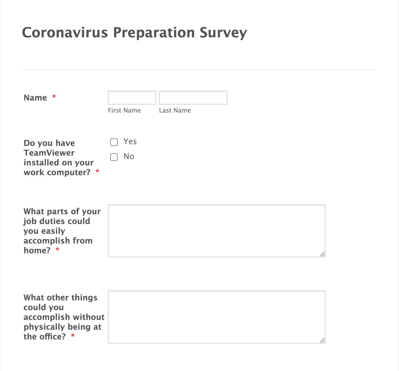 Coronavirus Preparation Survey