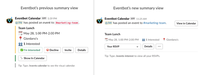 Eventbotのユーザーインターフェイス