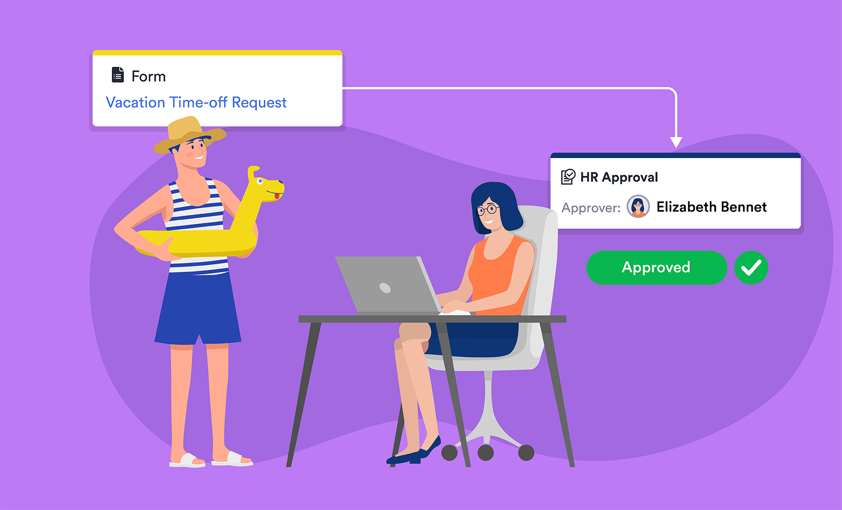 HR woman approves vacation request