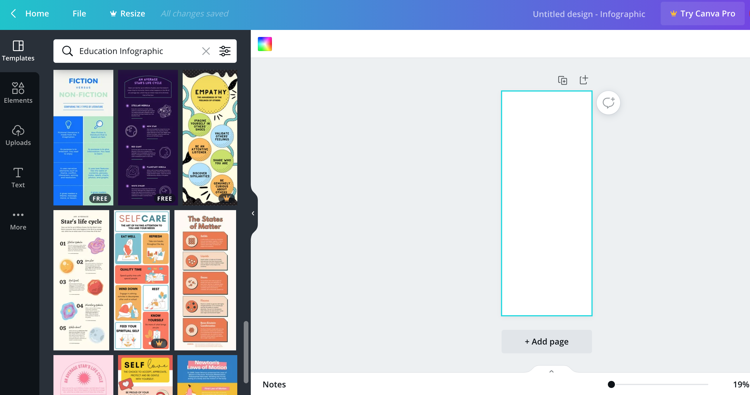 User Interface of Canva