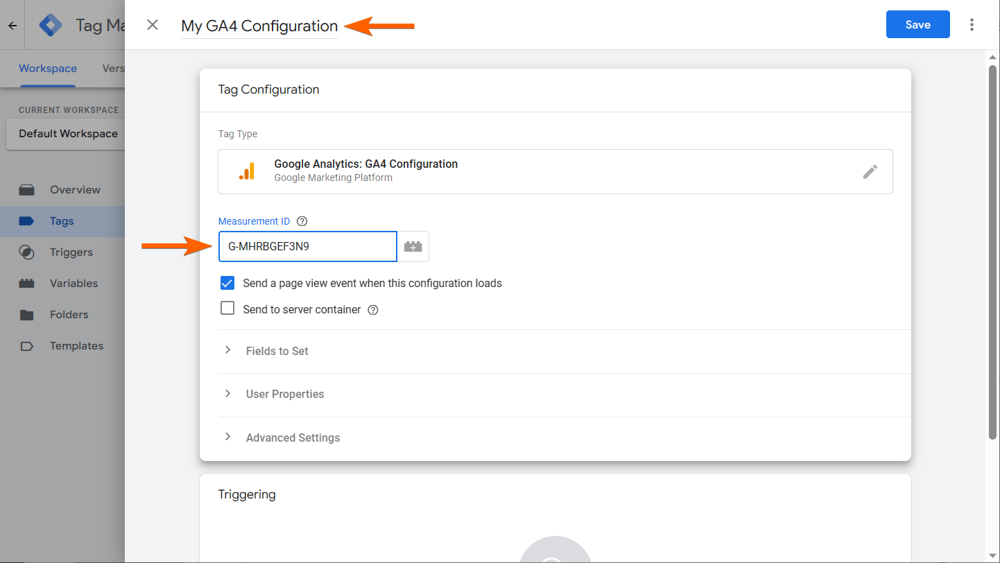 The tag name and Measurement ID in Tag Configuration