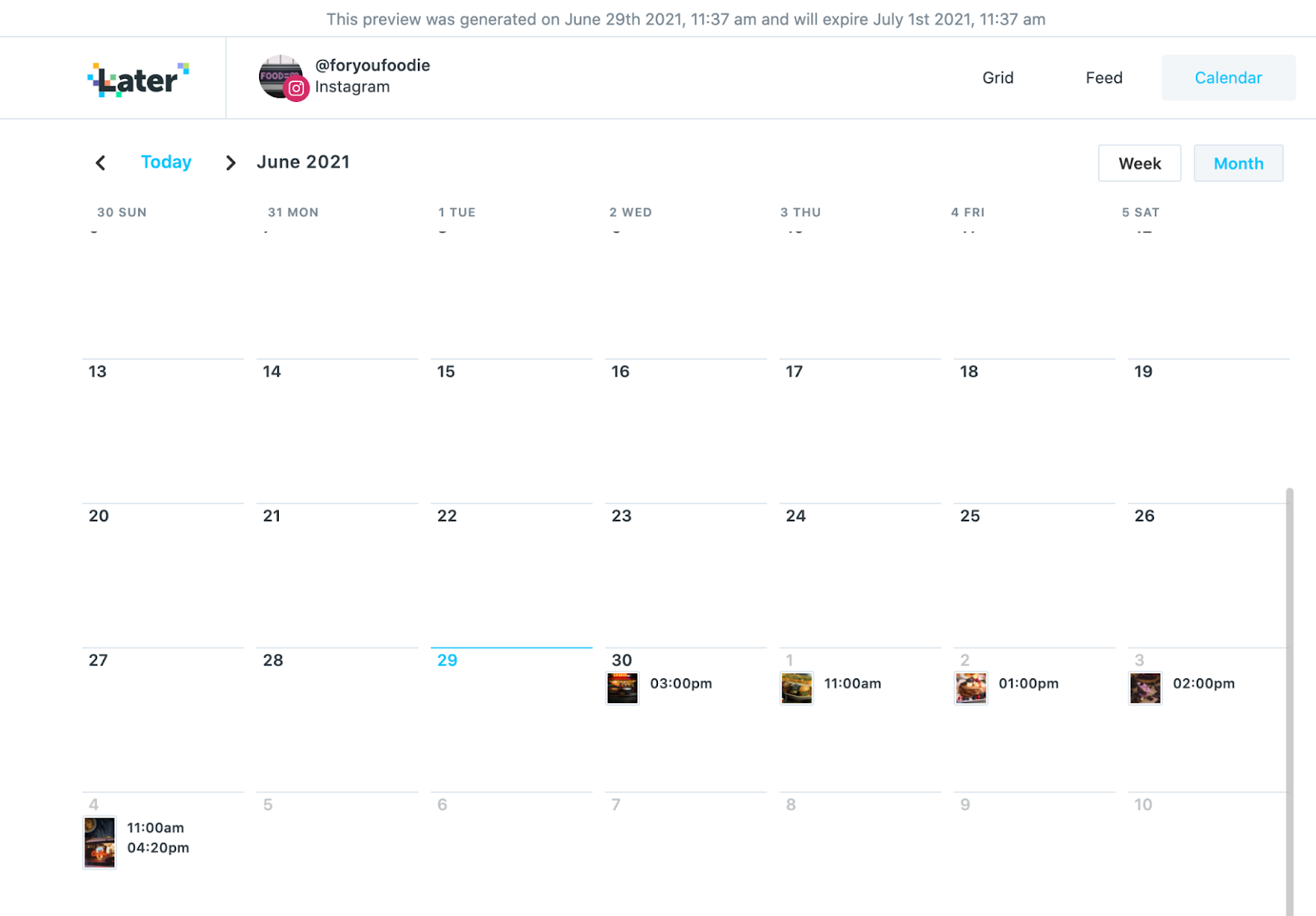 Later Calendar View