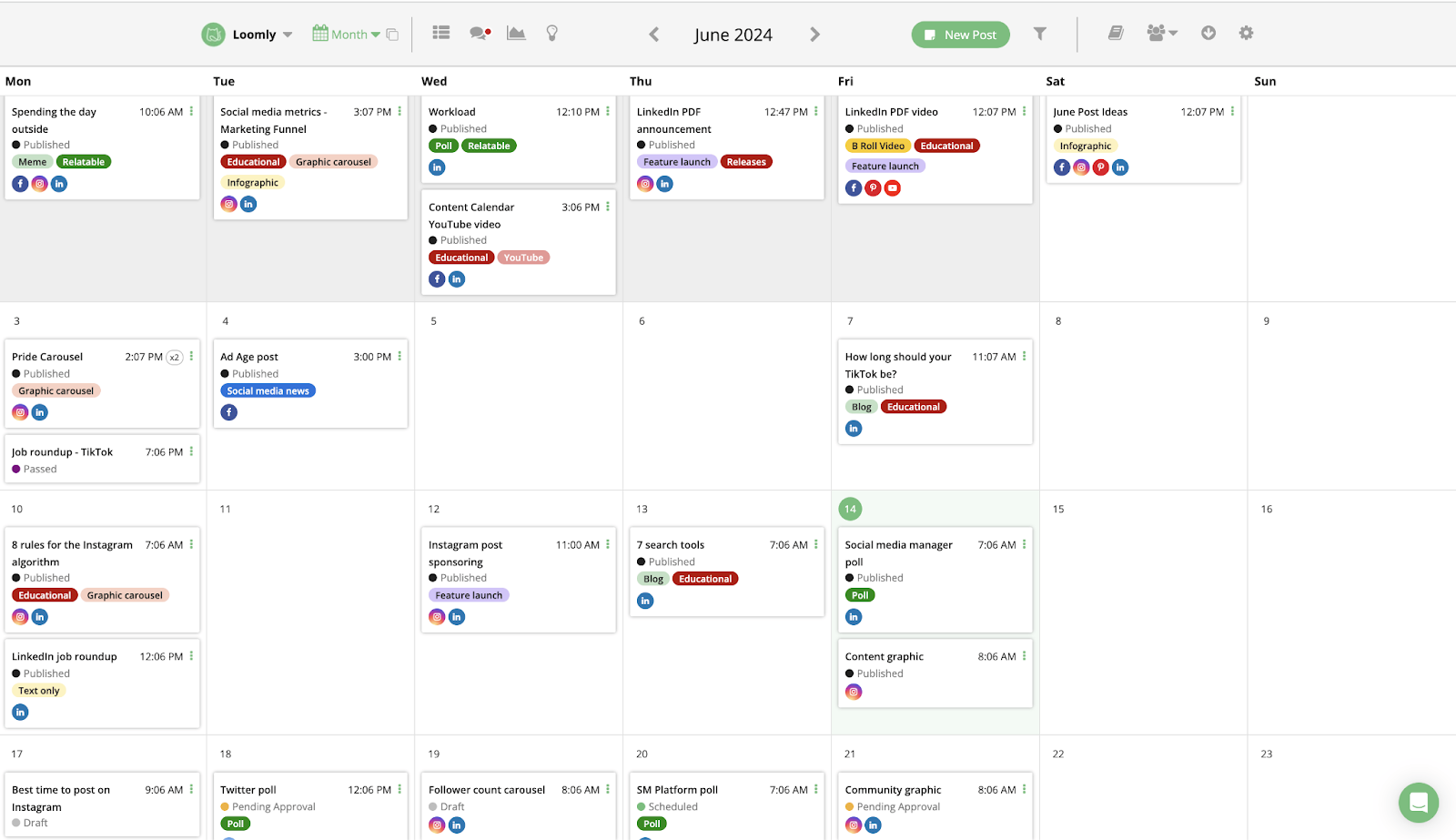 Loomly Calendar View