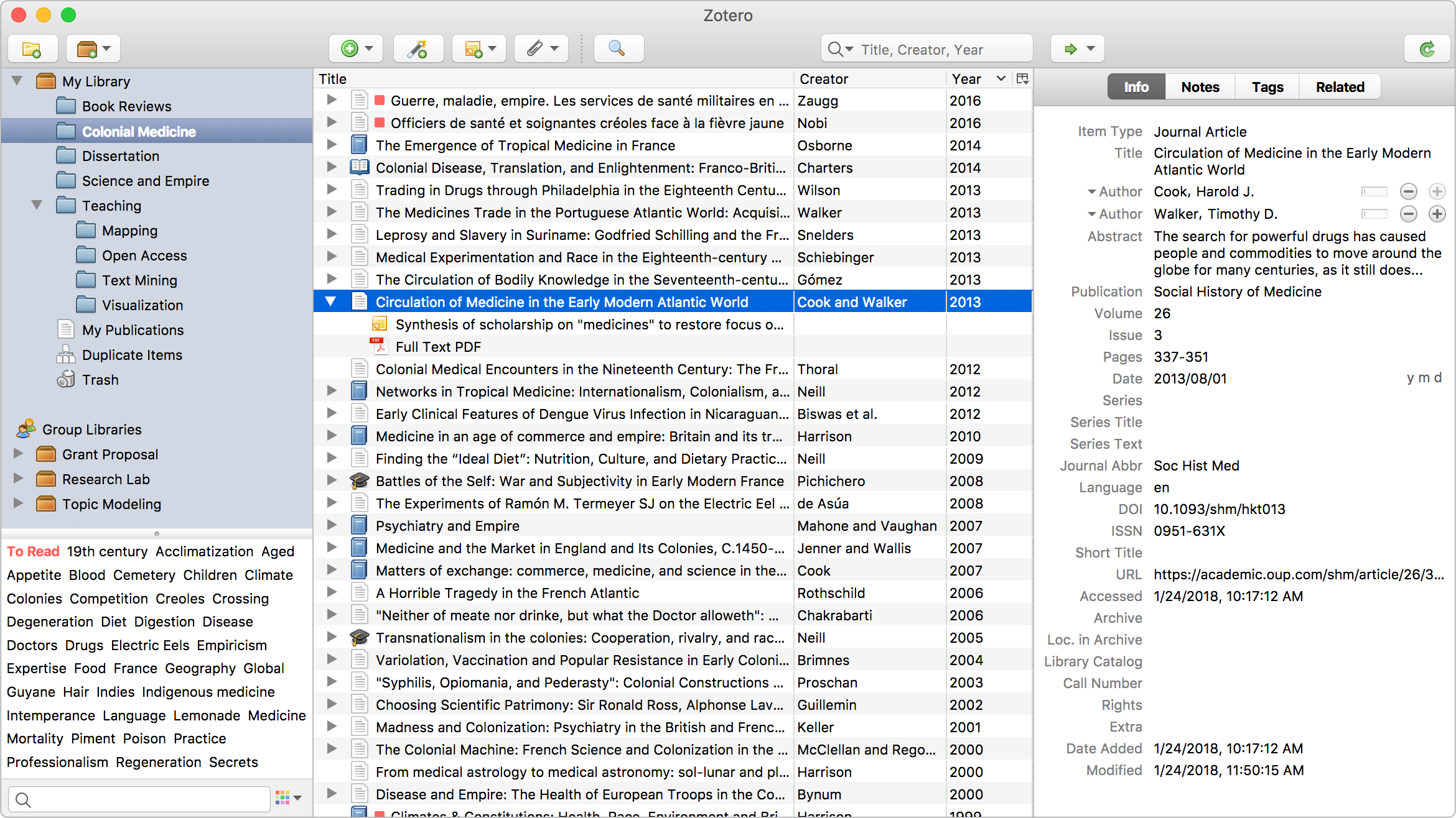 User Interface of Zotero