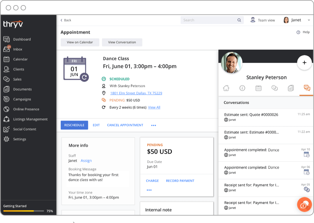 User Interface of Thryv