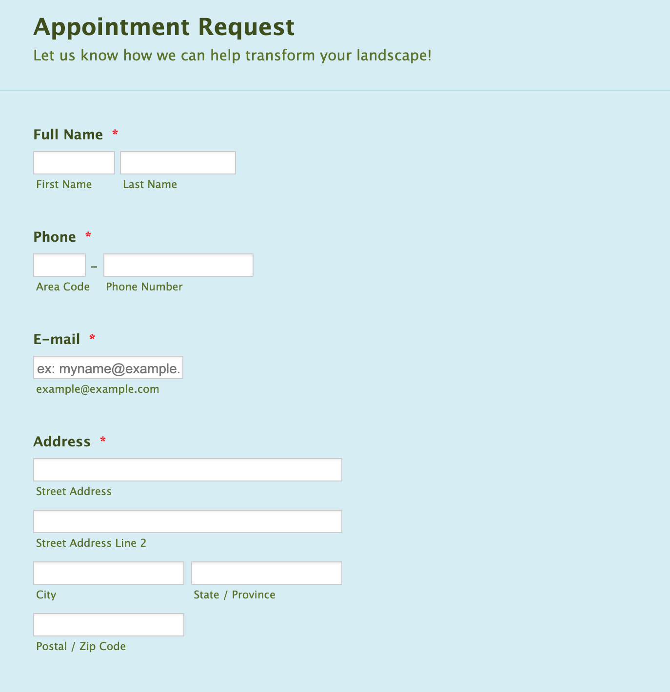 Appointment Request Form Template