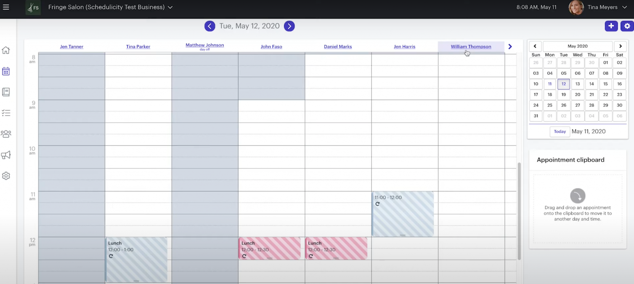 User Interface of Schedulicity