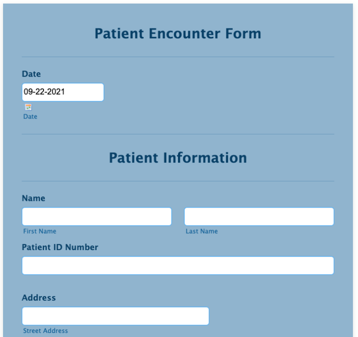 Patient encounter form template