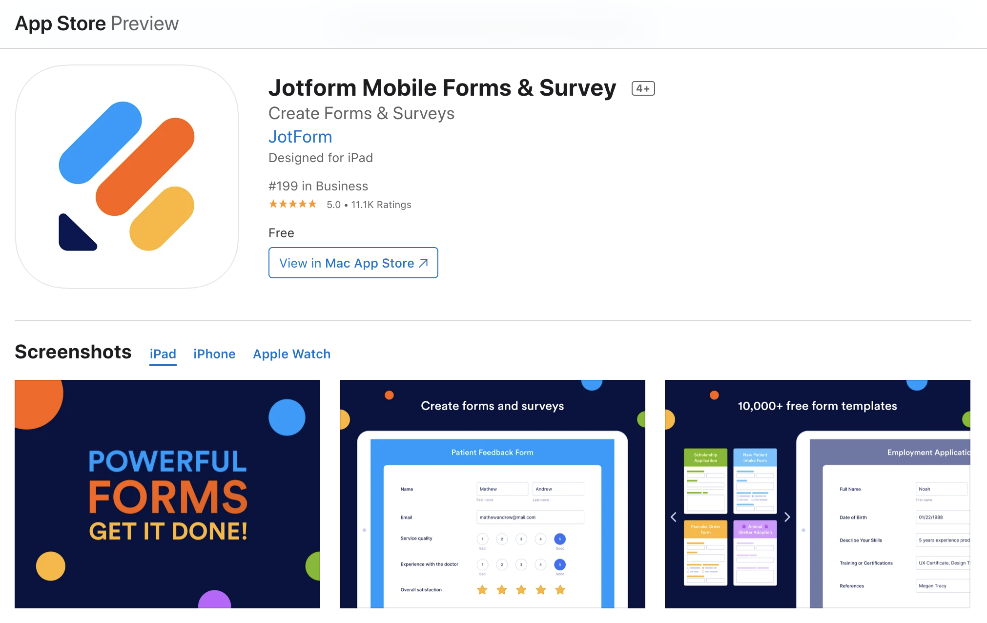 App Store Jotform Mobile