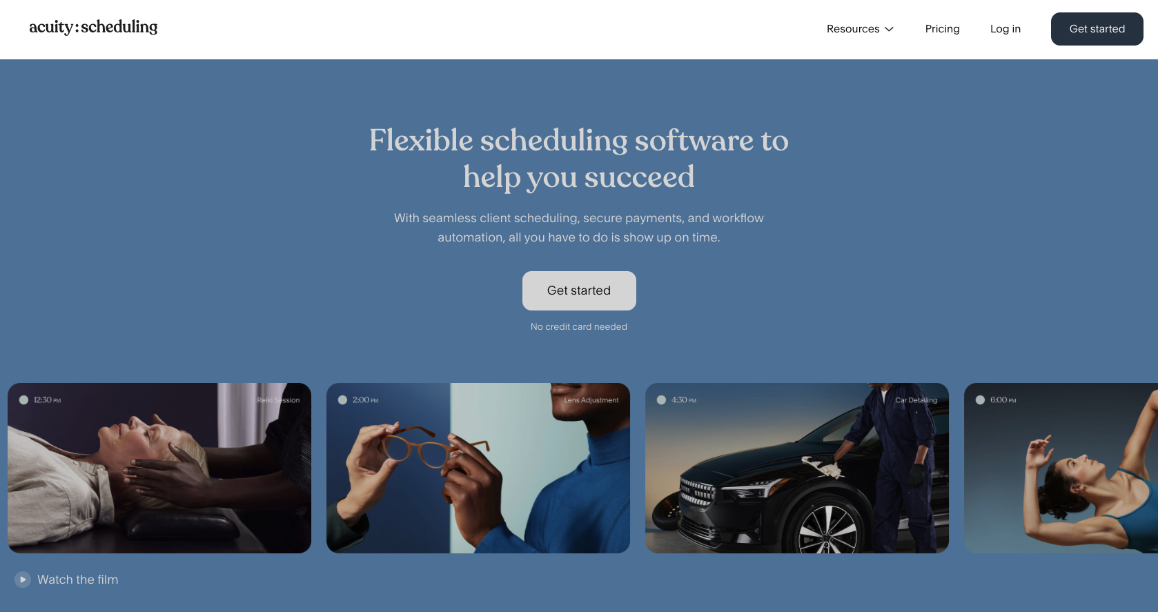 Acuity Scheduling Landing Page