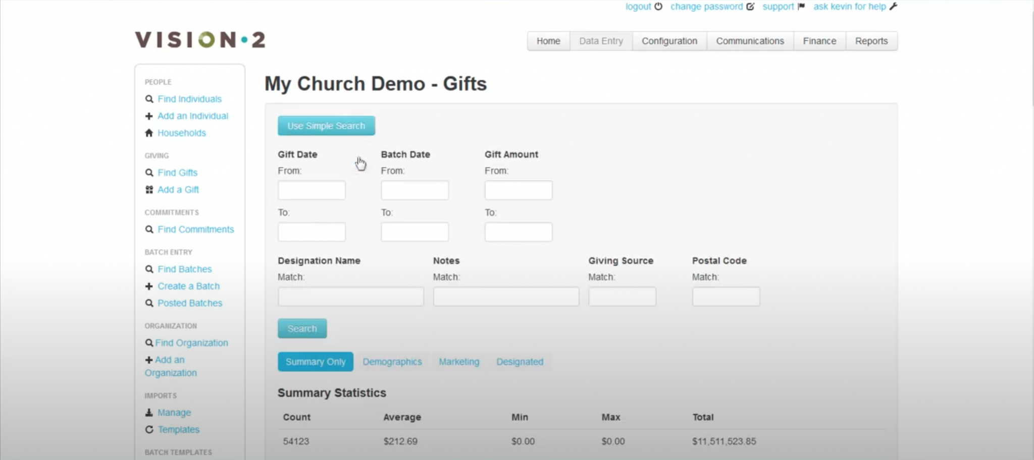Vision2 My church demo