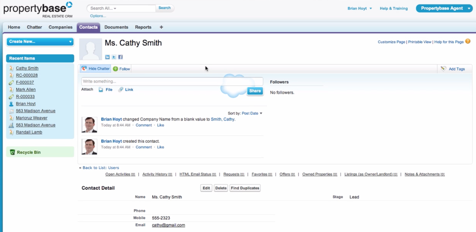 User Interface of Propertybase