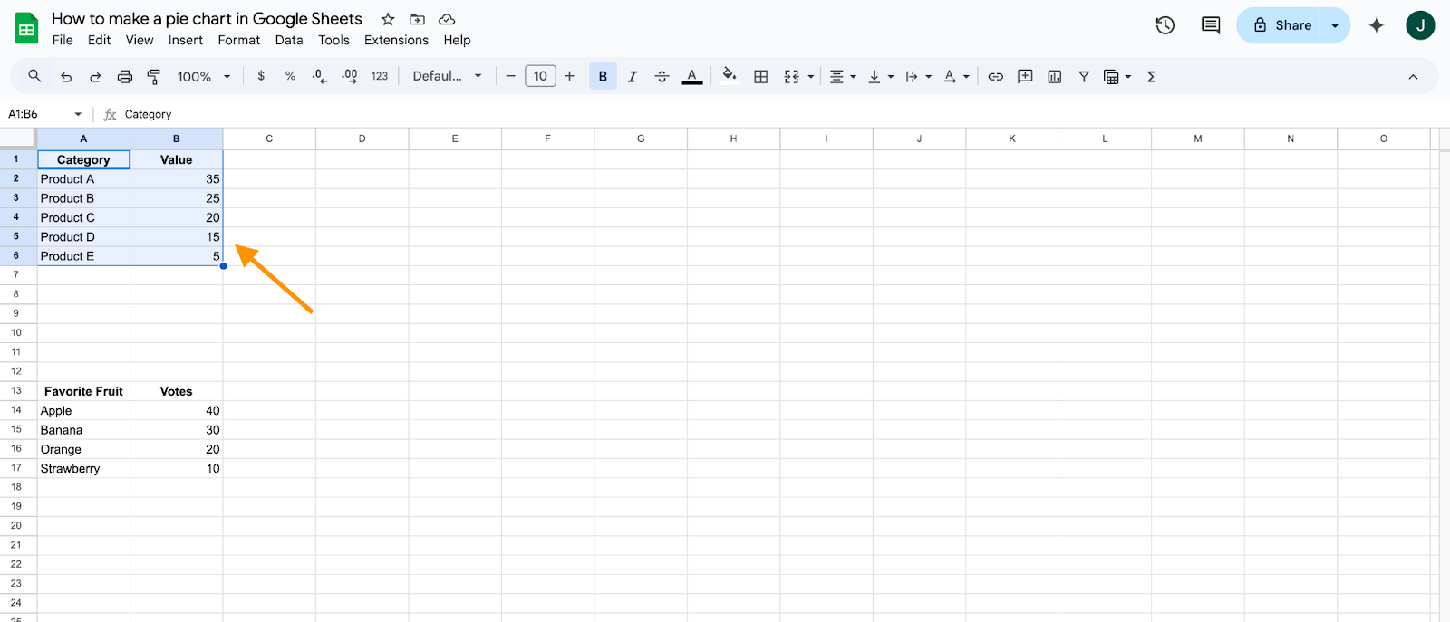 Highlighting the data in Google Sheets