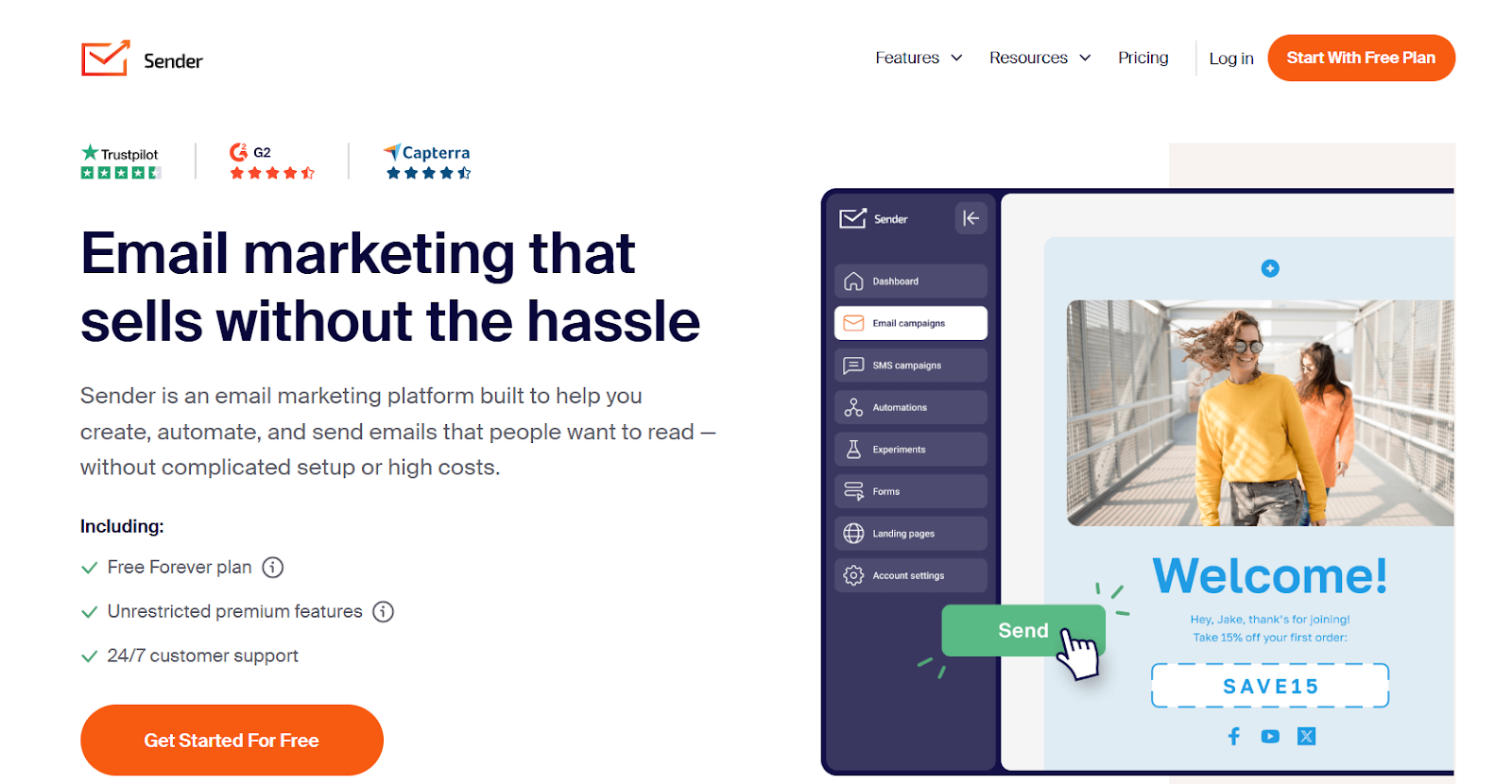 Sender Landing Page