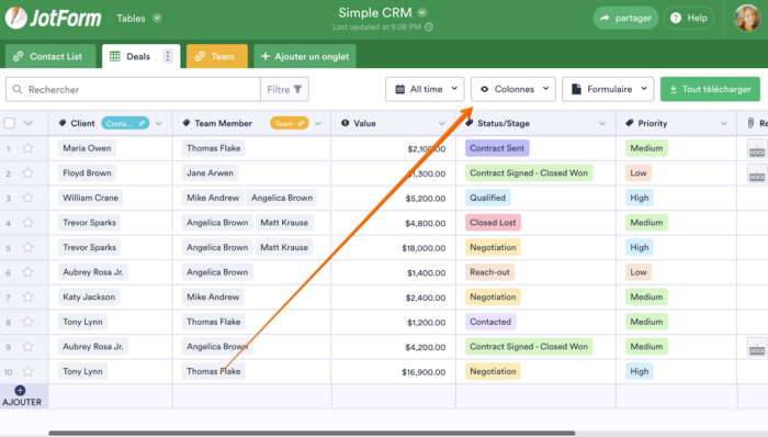 Comment créer un CRM avec les Tableaux Jotform Image-10