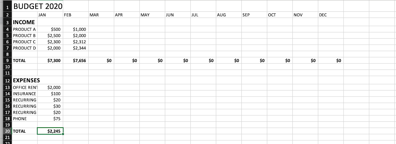 How to make a budget in Excel Image-1
