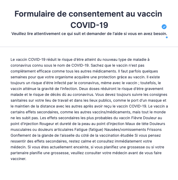 Formulaire de consentement au vaccin COVID-19