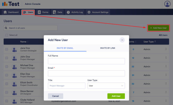 Jotform Enterprise - Admin panel