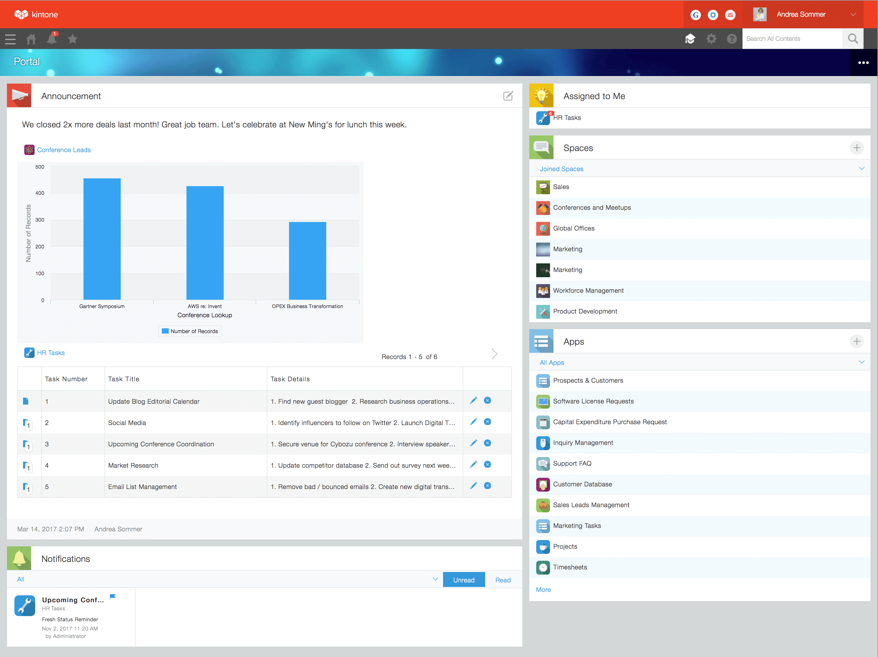 Screenshot of kintone