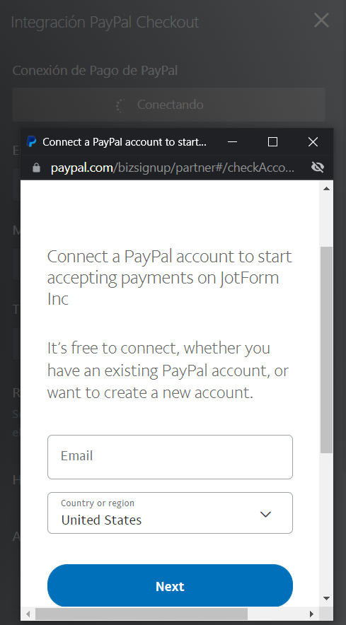 Información de PayPal 