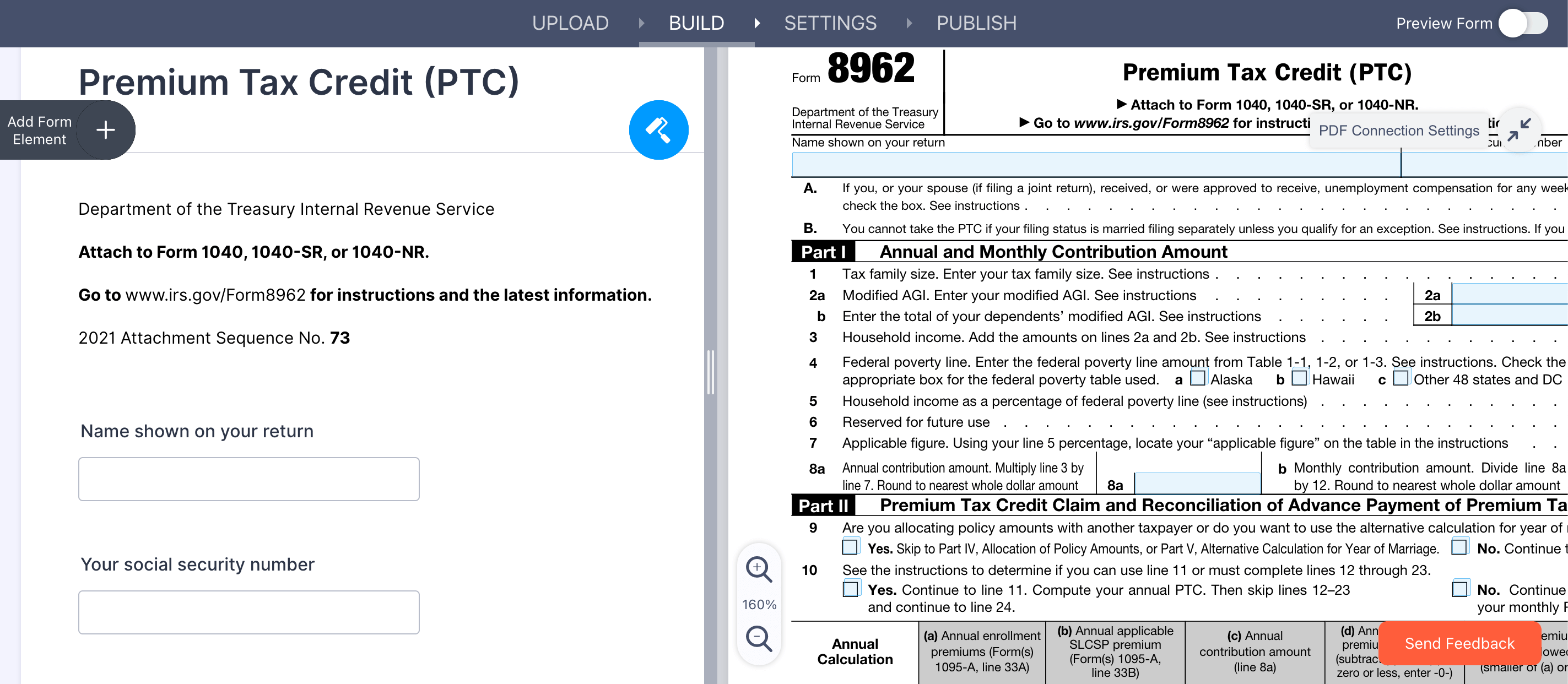 Premium Tax Credit Form Preview