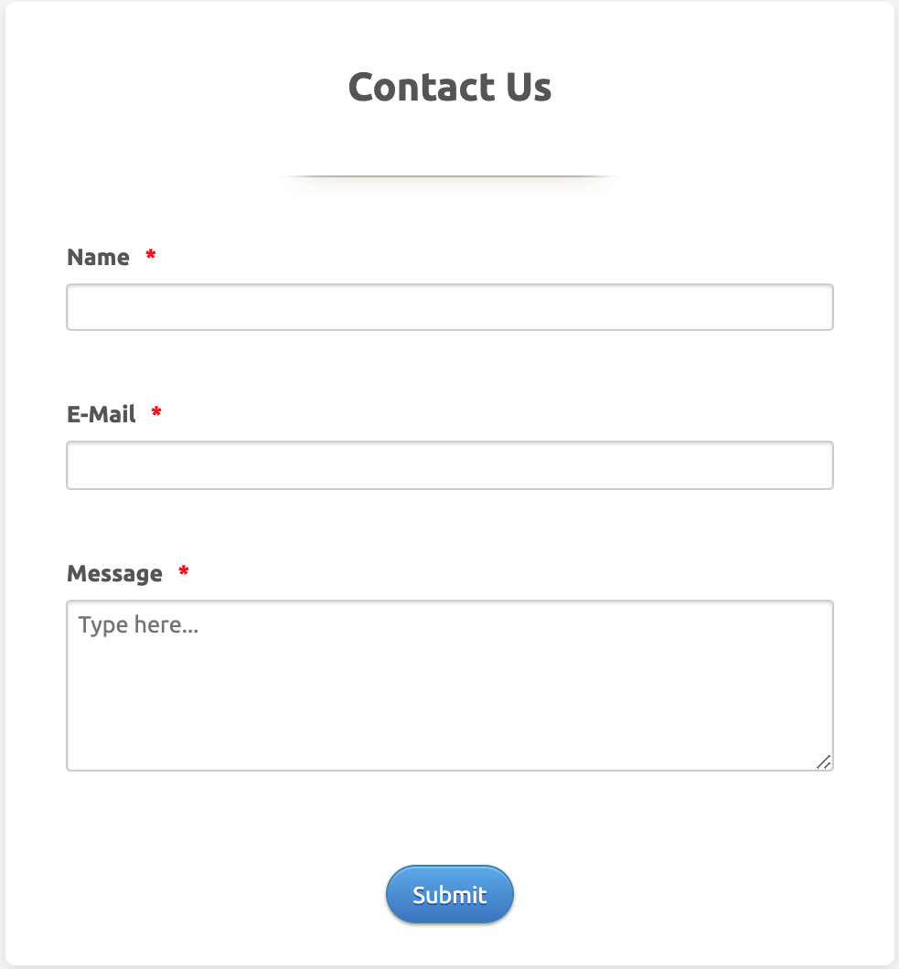 Contact Form With Vanilla Theme