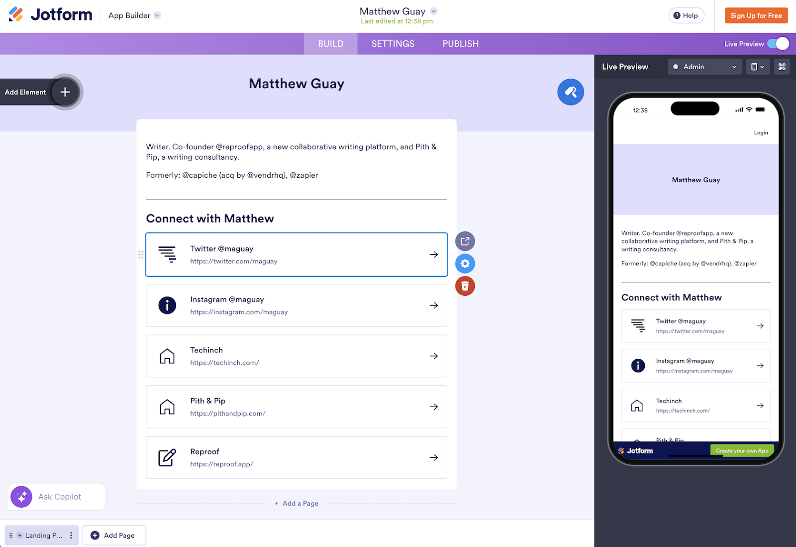 Jotform App Builder
