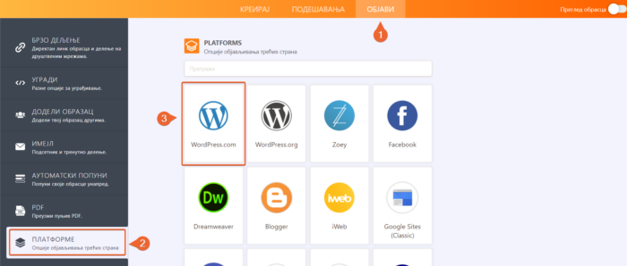 Копирање кода за WordPress