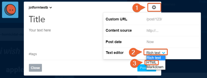 Tumblr HTML едитор