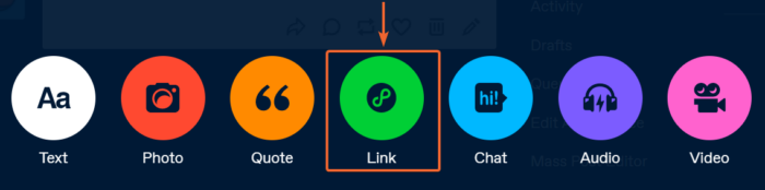 Додавање линка на Tumblr